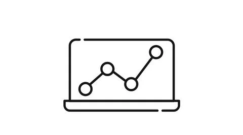 Laptop node chart analytics icon Stockillustratie