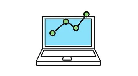 Laptop node chart analytics icon Stock Illustration