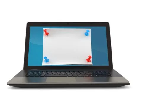 Laptop with note Stock Illustration