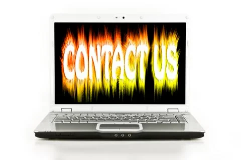 Laptop / notebook computer with contact us message Stock Photos