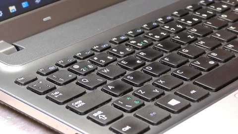 Laptop, Notebook, Computer keyboard, closeup, detail Stock Footage 122821403