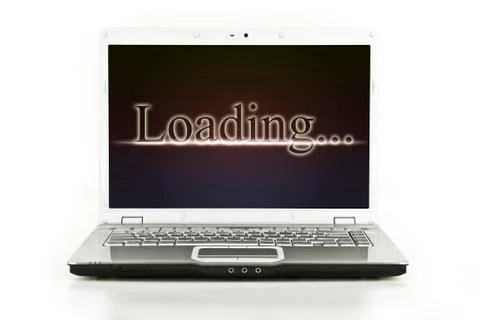 Laptop / notebook computer with loading message Stock Photos
