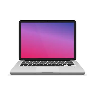 Laptop notebook computer on modern gradient Background. Vector Illustration 库存插图