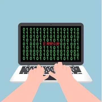 Laptop notebook erroe with hand typing working concept Stock Illustration