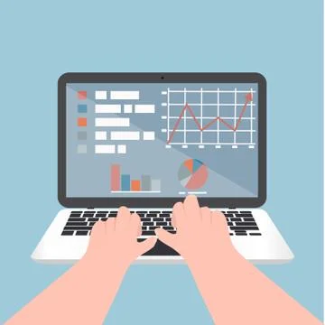 Laptop notebook with hand typing working concept Illustrazione stock