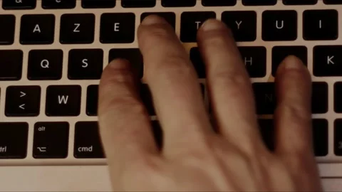 Laptop Notebook Keyboard Right Hand Finger Pushing the ESC Escape Button Clo Stock Footage 231072846