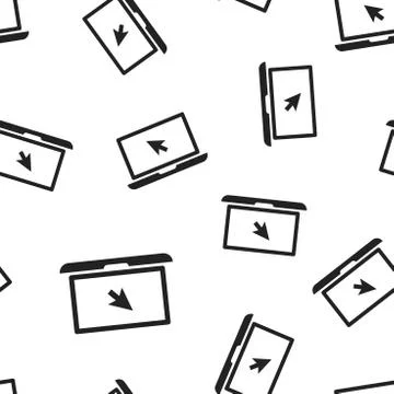 Laptop notebook with mouse cursor icon seamless pattern background. Business  Stock Illustration