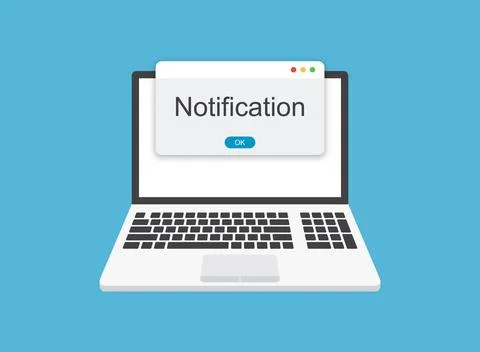Laptop notification icon in flat style. Computer vector illustration on iso.. 스톡 일러스트