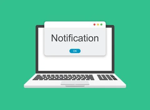 Laptop notification icon in flat style. Computer vector illustration on iso.. 스톡 일러스트