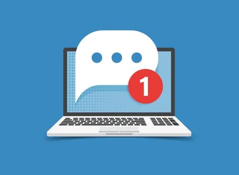 Laptop notification icon in flat style. Computer vector illustration on iso.. 스톡 일러스트