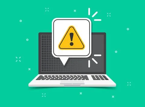 Laptop notification icon in flat style. Computer vector illustration on iso.. Illustrazione stock