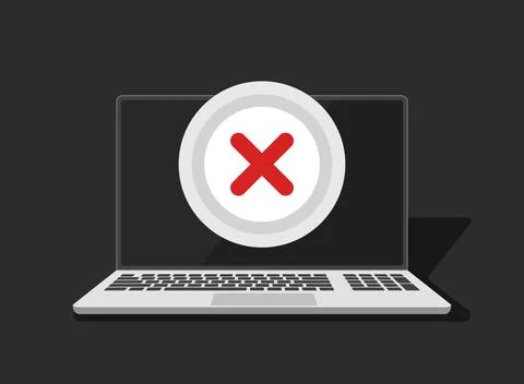 Laptop notification icon in flat style. Computer vector illustration on iso.. Illustrazione stock
