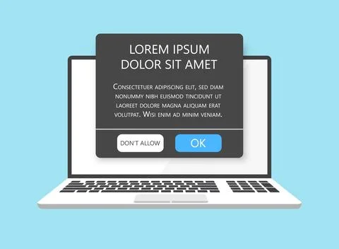 Laptop notification icon in flat style. Computer vector illustration on iso.. Stock Illustration