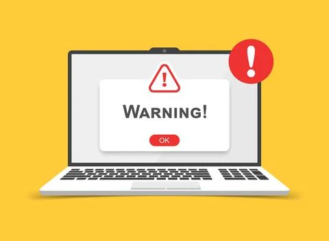 Laptop notification icon in flat style. Computer vector illustration on iso.. Stock Illustration