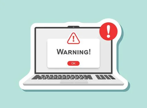 Laptop notification sticker icon in flat style. Computer vector illustratio.. Stock Illustration