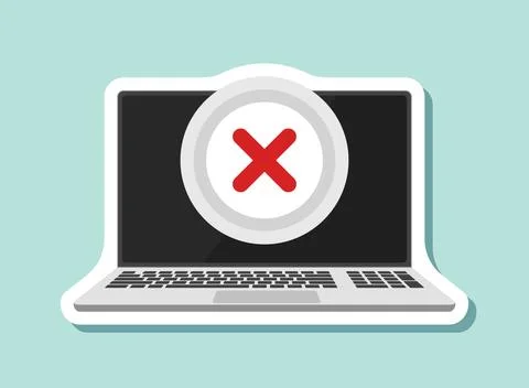 Laptop notification sticker icon in flat style. Computer vector illustratio.. 스톡 일러스트