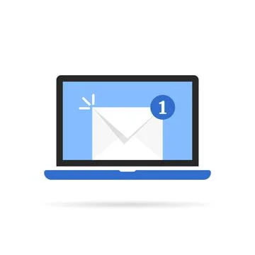 Laptop with one unread message Stock Illustration