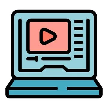 Laptop online course icon vector flat Stockillustratie