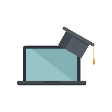 Laptop online learning icon flat isolated vector イラスト素材