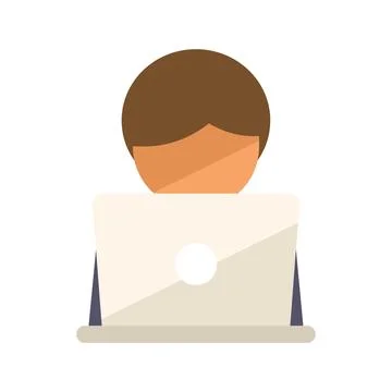 Laptop online study icon flat vector. Class training Stock Illustration