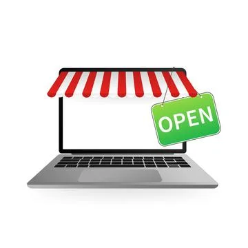 Laptop open closed tablet in modern style. Laptop screen. Technology background Stock Illustration