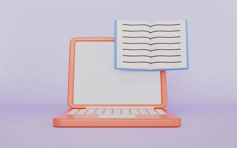 Laptop with open document screen, Online study and digital education Illustrazione stock