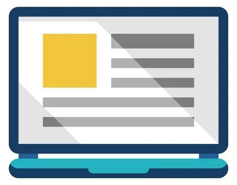 Laptop with open document on screen. Work color icon Illustrazione stock