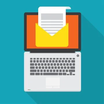 Laptop with open email message on the screen Stock Illustration