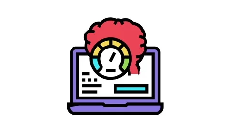 Laptop optimize color icon animation Stock Footage 164054920
