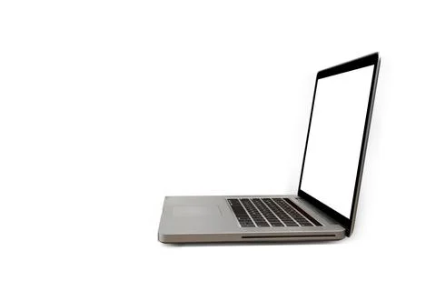 Laptop or notebook with blank white scree isolated on white background. Lapto Stock Photos