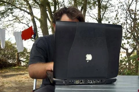  a laptop or notebook, mobile computer device with screen and rechargeable... Fotos Stock