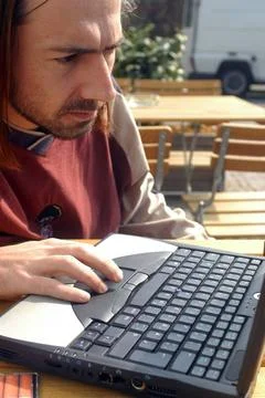  a laptop or notebook, mobile computer device with screen and rechargeable... Stock-Fotos