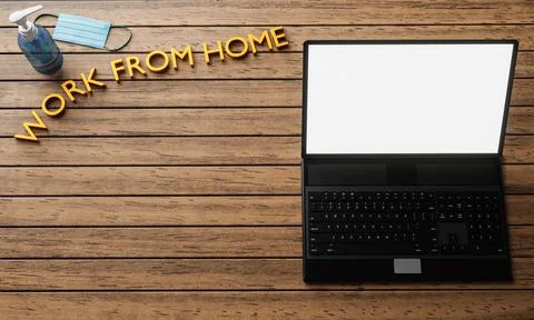 Laptop or Notebook screen and tablet blank white. Office equipment, computer  Stock Illustration