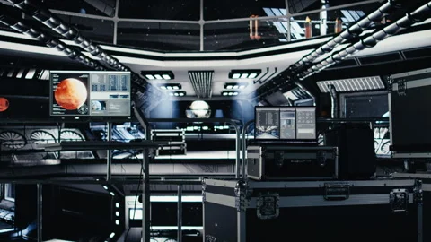 Laptop in orbit shuttle showing dashboard tracking thermal stability 스톡 동영상 310969917
