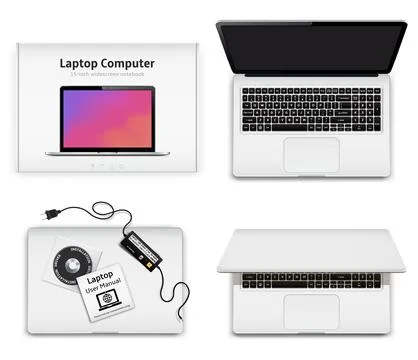 Laptop out of the box Stock Illustration