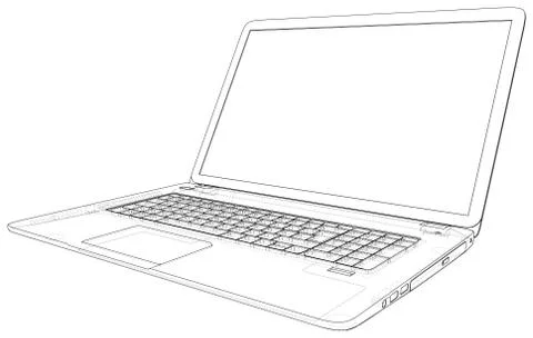 Laptop. outline computer. Vector illustration. Illustration of 3d. 스톡 일러스트
