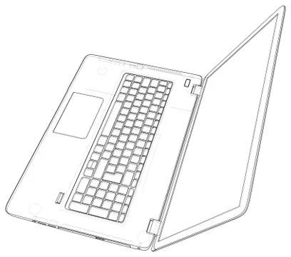 Laptop. outline computer. Vector illustration. Illustration of 3d. Stock Illustration