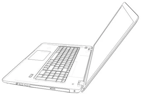 Laptop. outline computer. Vector illustration. Illustration of 3d. Stock Illustration