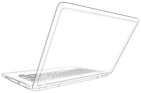 Laptop. outline computer. Vector illustration. Illustration of 3d. Stock Illustration
