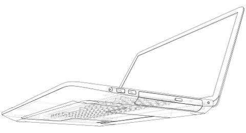 Laptop. outline computer. Vector illustration. Illustration of 3d. Illustrazione stock