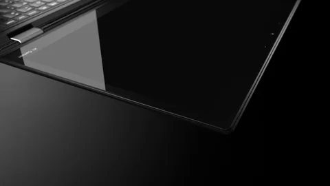 Laptop over black Video stock 82543064