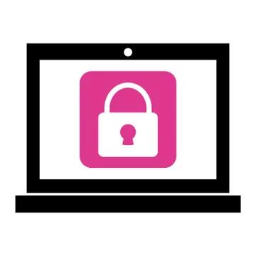 Laptop with padlock app tech Illustrazione stock