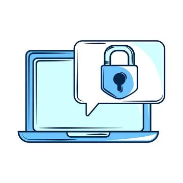 Laptop padlock cybersecurity イラスト素材
