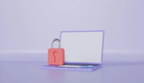 Laptop with padlock icon Internet security shield lock, notebook security P.. 写真素材