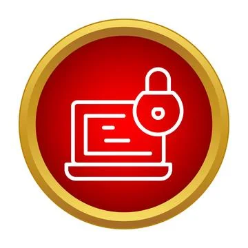 Laptop with padlock protecting cyber data security Stock Illustration