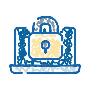 Laptop with padlock representing cyber security and data protection Stockillustratie