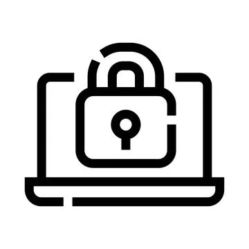 Laptop with padlock representing cybersecurity and data protection Stock Illustration