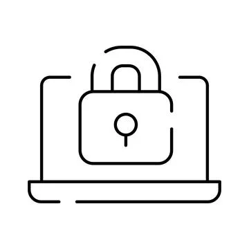 Laptop with padlock representing online data protection and privacy Stock Illustration