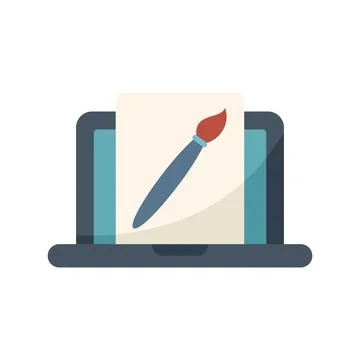 Laptop paint icon flat vector. Ui creative 스톡 일러스트
