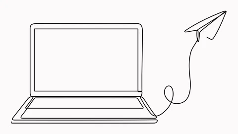 Laptop with paper airplane animation. Stock Footage 302091308